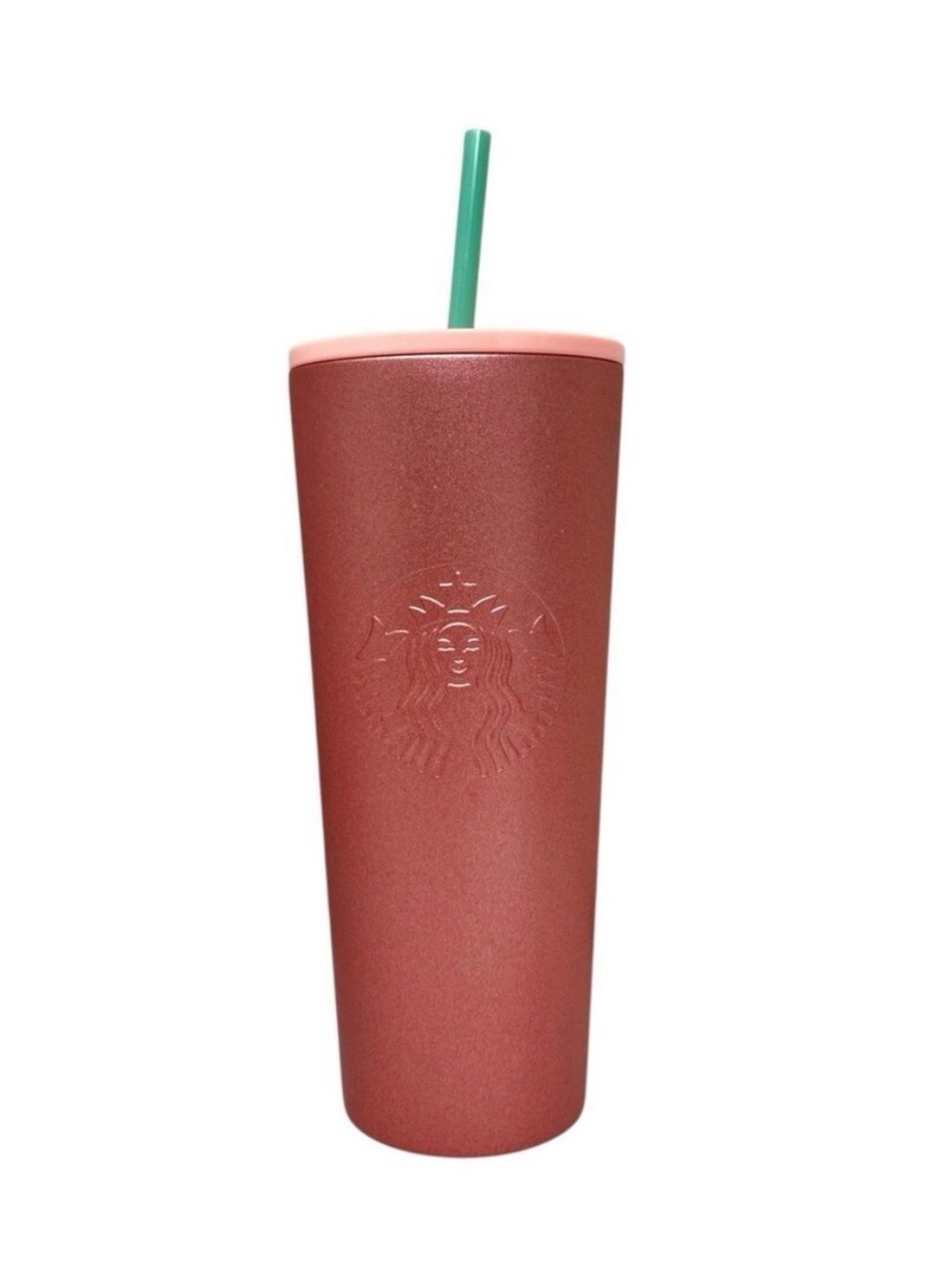 New Starbucks 2020 Holiday Season Green Straw Gradient Pink Cold Cup  (24 OZ)